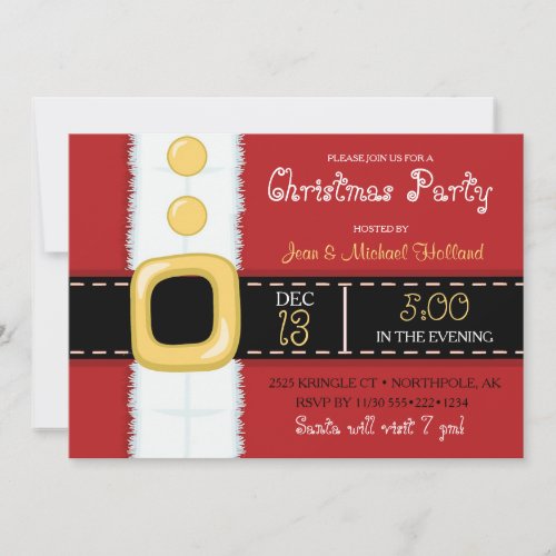 Santa Claus Suit Christmas Holiday Party Invitation