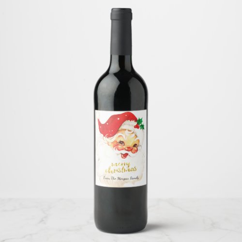 Santa Claus Suit Christmas  Wine Label