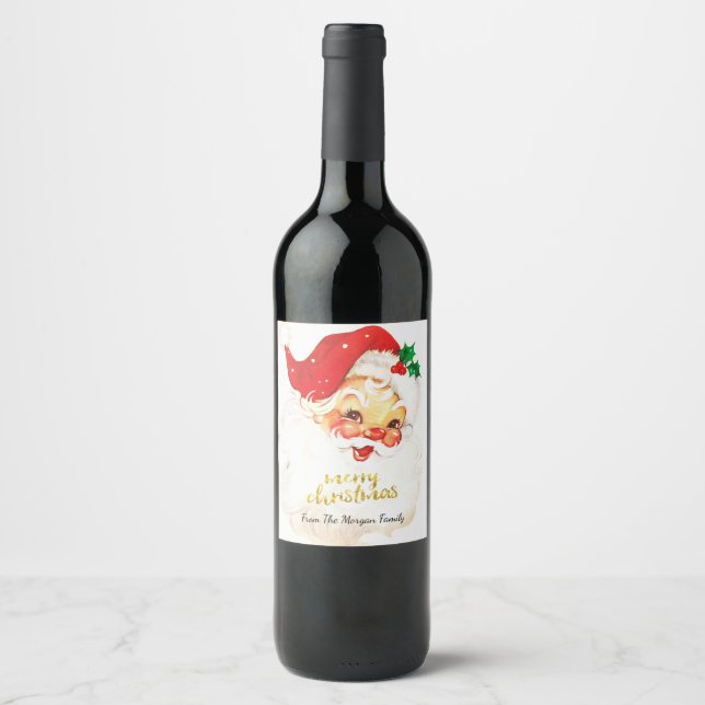 Santa Claus Suit Christmas  Wine Label (Front)