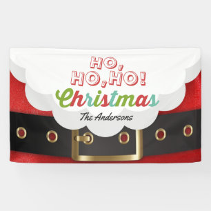 Santa Claus Suit Ho Ho Ho Christmas Happy New Year Banner