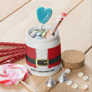 Santa Claus Suit Jacket Merry Christmas Candy Jar