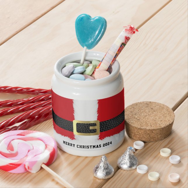 Santa Claus Suit Jacket Merry Christmas Candy Jar (In Situ)