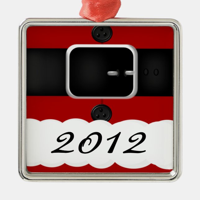 Santa Claus Suit Personalized Christmas Metal Ornament (Front)