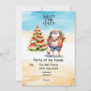 Santa Claus  Summer Christmas In July Invitation