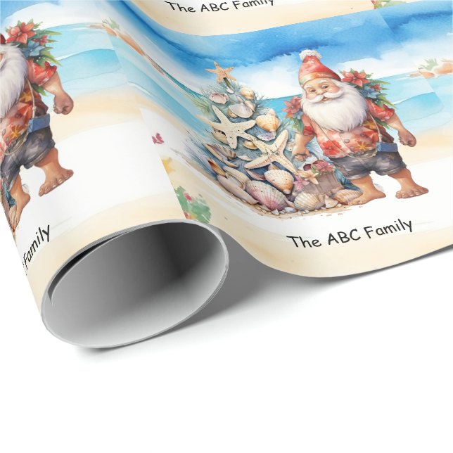 Santa Claus  Summer Christmas In July Wrapping Paper (Roll Corner)