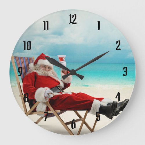 Santa Claus Summer Large Clock