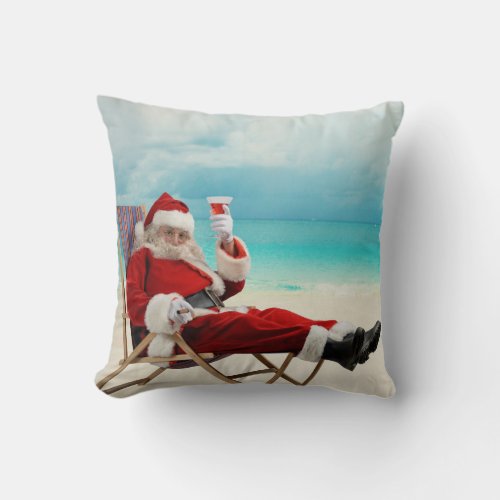 Santa Claus Summer Throw Pillow