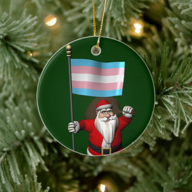 Santa Claus Supporting Transgender Community Ceramic Ornament (Tree)
