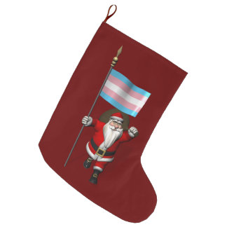 Santa Claus Supports Transgender Flag Large Christmas Stocking