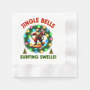 Santa Claus Surfing Surfer Christmas Hat Xmas Napkins