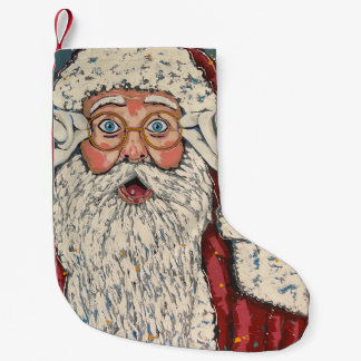 Santa Claus Surprised Small Christmas Stocking