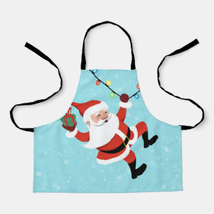 Santa Claus swinging on a string of rope Chrismas Apron
