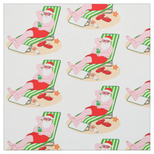 Santa Claus takes a Beach Day Fabric