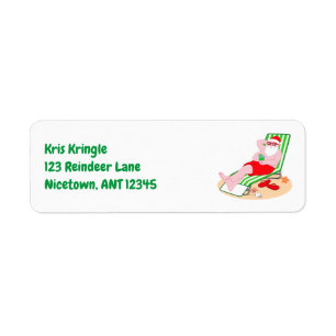 Santa Claus Takes a Beach Day Label