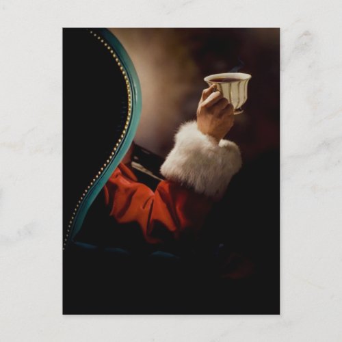 Santa Claus taking a break on Christmas Eve Holiday Postcard