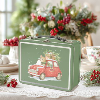 Santa Claus the mouse carries presenMetal Lunchbox