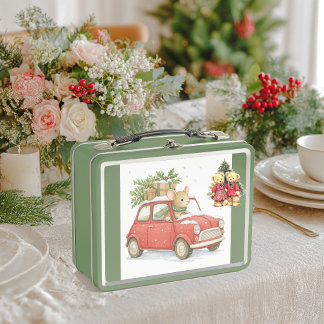 Santa Claus the mouse carries presenMetal Lunchbox