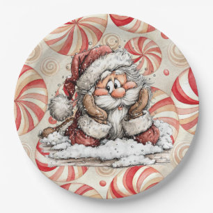 Santa Claus Thinking As He Fell Paper Plates