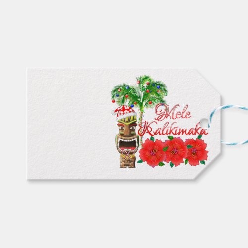 Santa Claus Tiki Mele Kalikimaka Gift Tags