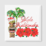 Santa Claus Tiki Mele Kalikimaka Magnet<br><div class="desc">Aloha! Are you celebrating Christmas in Hawaii? Add some Hawaiian style to your Christmas celebrations with this Hawaiian Tiki with a Santa Hat on, and some red hibiscus flowers for a tropical Christmas theme. This is the perfect Christmas gift for anyone who is taking a Xmas vacation in Hawaii, or...</div>