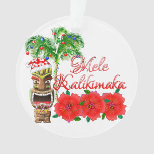 Santa Claus Tiki Mele Kalikimaka Ornament