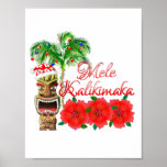 Santa Claus Tiki Mele Kalikimaka Poster<br><div class="desc">Aloha! Are you celebrating Christmas in Hawaii? Add some Hawaiian style to your Christmas celebrations with this Hawaiian Tiki with a Santa Hat on, and some red hibiscus flowers for a tropical Christmas theme. This is the perfect Christmas gift for anyone who is taking a Xmas vacation in Hawaii, or...</div>