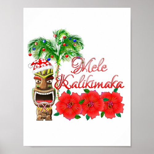 Santa Claus Tiki Mele Kalikimaka Poster