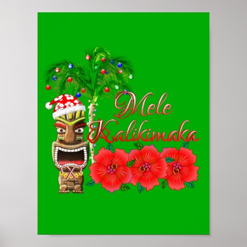 Santa Claus Tiki Mele Kalikimaka Poster