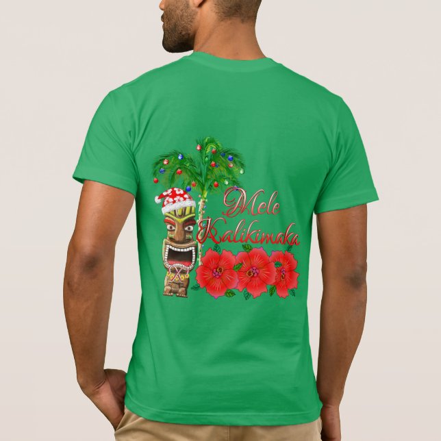 Santa Claus Tiki Mele Kalikimaka T-Shirt (Back)