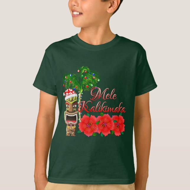 Santa Claus Tiki Mele Kalikimaka T-Shirt (Front)