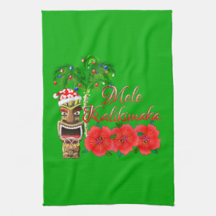 Santa Claus Tiki Mele Kalikimaka Towel