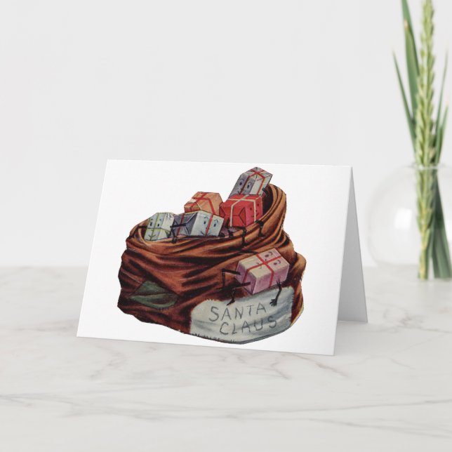 Santa Claus Toy Bag Holiday Card (Front)