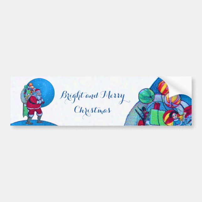 SANTA CLAUS ,TOY SACK AND BALLOONS Christmas Night Bumper Sticker (Front)