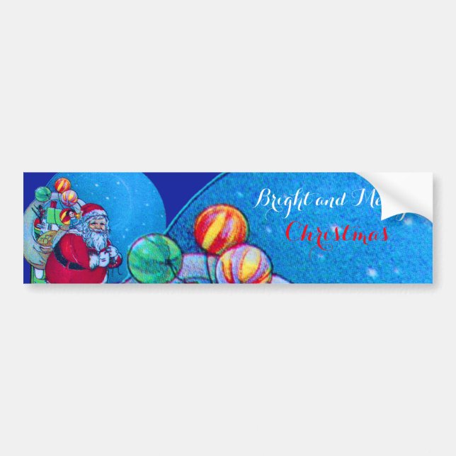 SANTA CLAUS ,TOY SACK AND BALLOONS Christmas Night Bumper Sticker (Front)