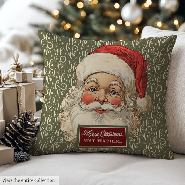 Santa Claus Traditional Red Green Throw Pillow (Santa Claus Traditional Red Green Throw Pillow)