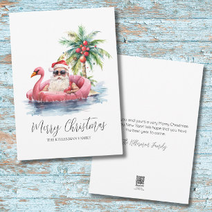 Santa Claus Tropical Beach Christmas Holiday Card