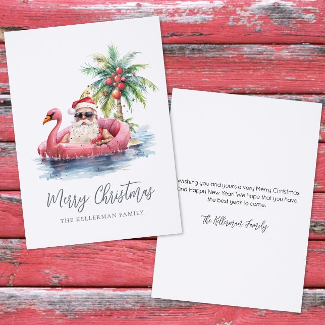 Santa Claus Tropical Beach Christmas Holiday Letterpress Photo Cards (Santa Claus Tropical Beach Christmas Holiday Letterpress Photo Cards)