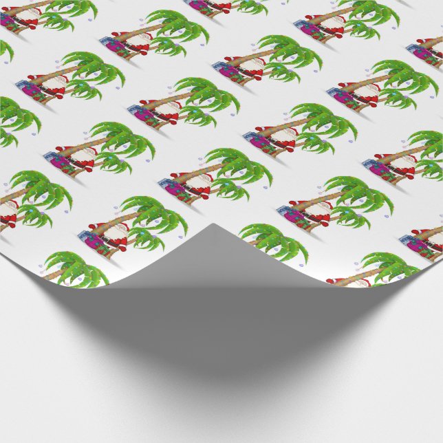Santa Claus tropical Christmas palm tree Wrapping Paper (Corner)