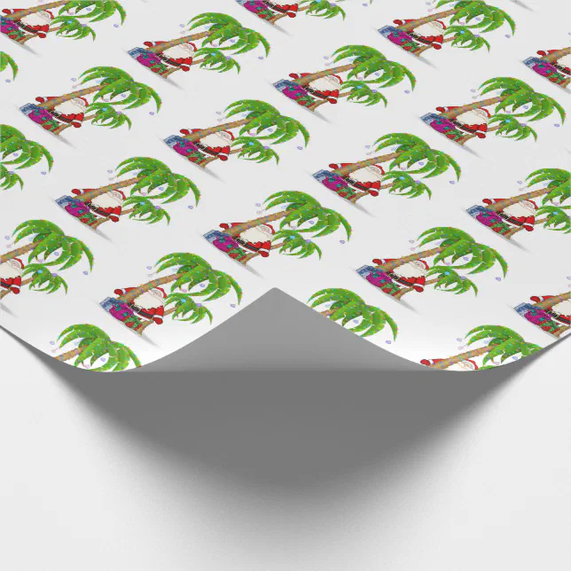 Santa Claus tropical Christmas palm tree Wrapping Paper Zazzle