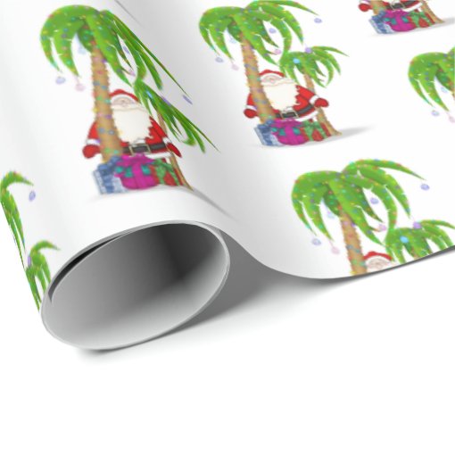 Santa Claus tropical Christmas palm tree Wrapping Paper Zazzle