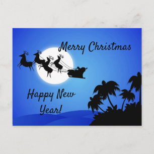 Santa Claus Tropical Christmas Trees Card