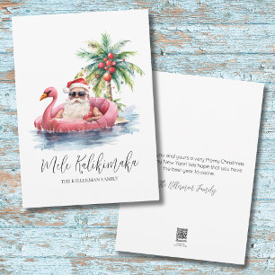 Santa Claus Tropical Mele Kalikimaka Christmas Holiday Card
