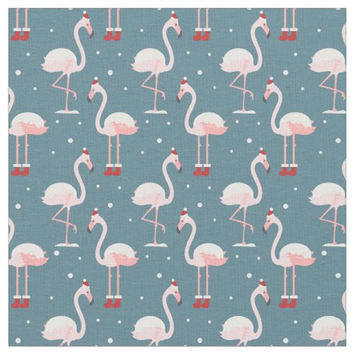 Santa Claus Tropical Pink Flamingos Fabric