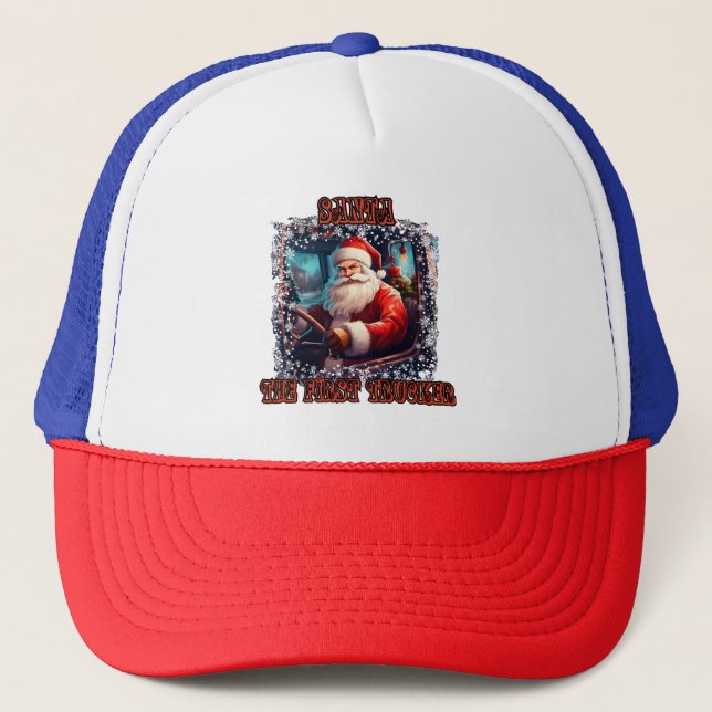 Santa Claus Trucker Christmas Holiday Driving Fest Trucker Hat (Front)