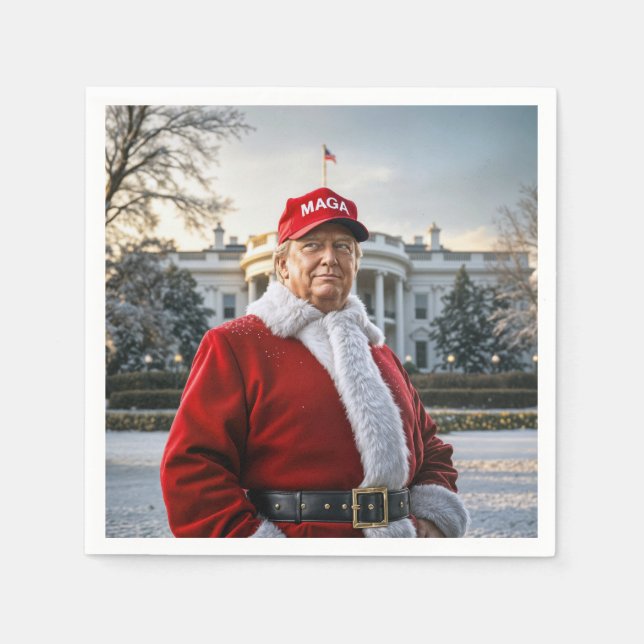 Santa Claus Trump With MAGA Hat Napkins (Front)