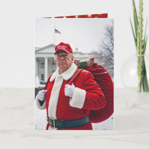 Santa Claus Trump With Red Gift Sack Card