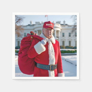 Santa Claus Trump With Red Gift Sack Napkins