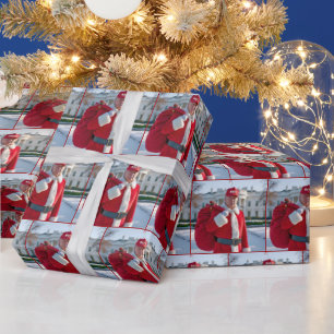 Santa Claus Trump With Red Gift Sack Wrapping Paper