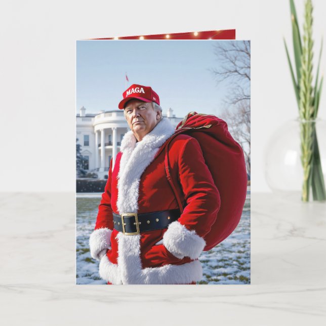 Santa Claus Trump With Red Sack Card (Front)