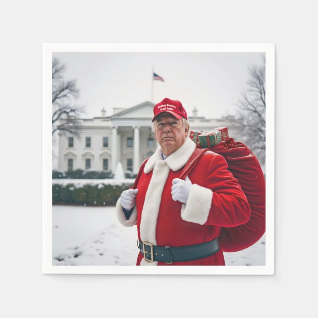 Santa Claus Trump With Red Sack Napkins (Front)
